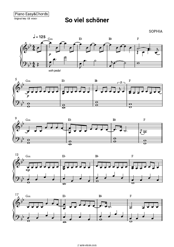 So viel schöner - SOPHIA Sheet Music Easy and Chords - Piano.Easy&Chords