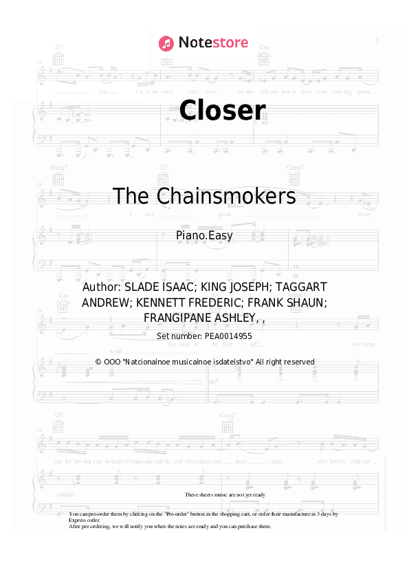 Closer - The Chainsmokers, Halsey Piano Sheet Music Easy - Piano.Easy