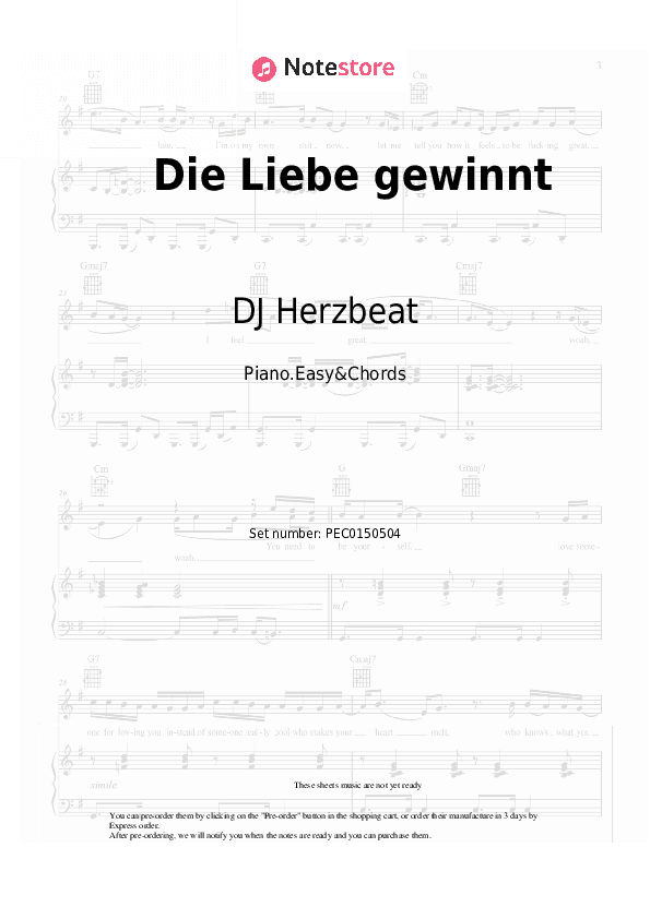 Die Liebe gewinnt - DJ Herzbeat, Neonlicht Sheet Music Easy and Chords - Piano.Easy&Chords