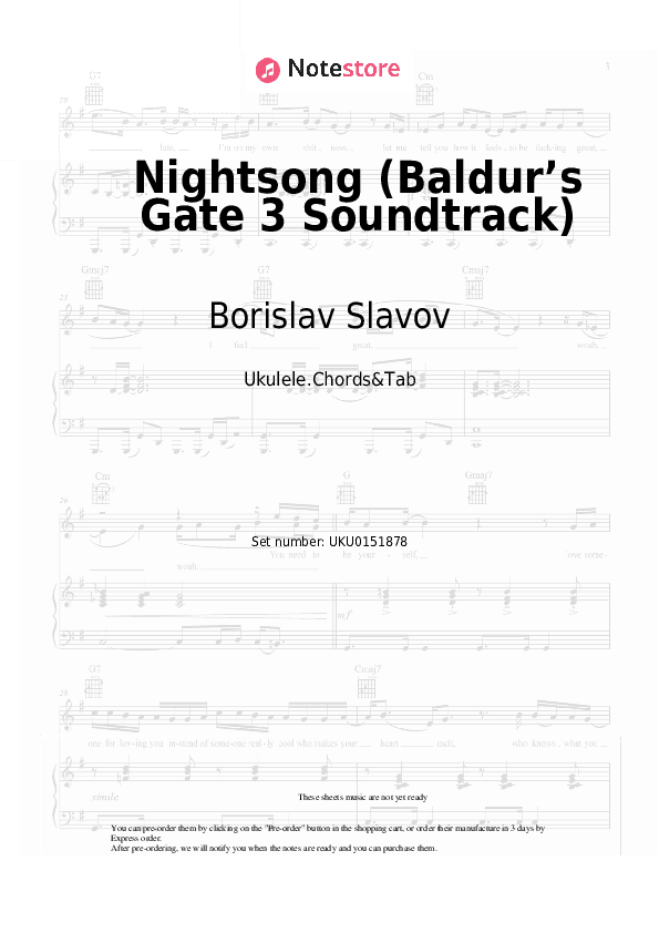 Nightsong (Baldur’s Gate 3 Soundtrack) - Borislav Slavov Ukulele Sheet Music - Ukulele.Chords&Tab