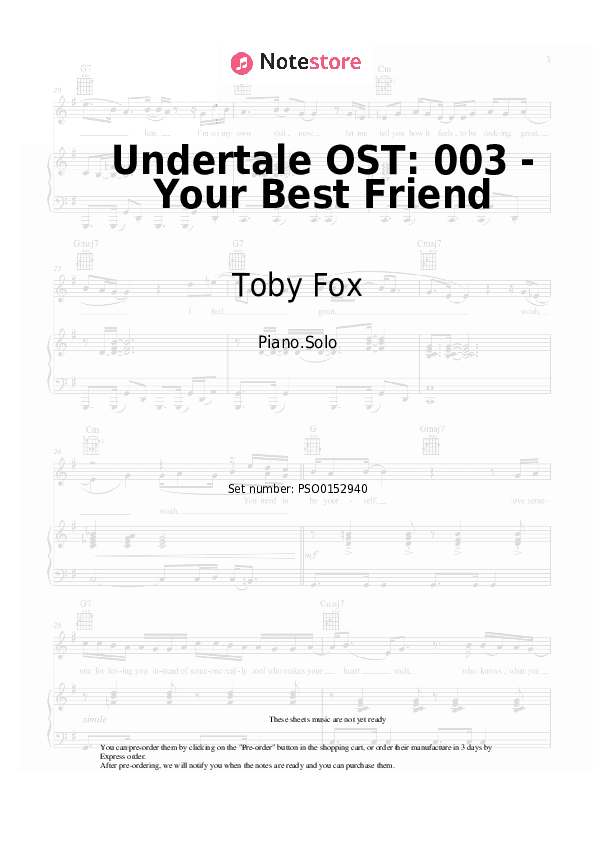Undertale OST: 003 - Your Best Friend - Toby Fox Piano Sheet Music - Piano.Solo