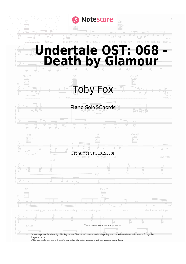Undertale OST: 068 - Death by Glamour - Toby Fox Piano Sheet Music and Chords - Piano.Solo&Chords