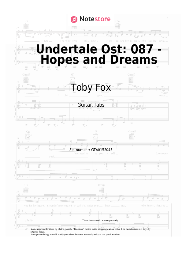 Undertale Ost: 087 - Hopes and Dreams - Toby Fox Tabs - Guitar.Tabs