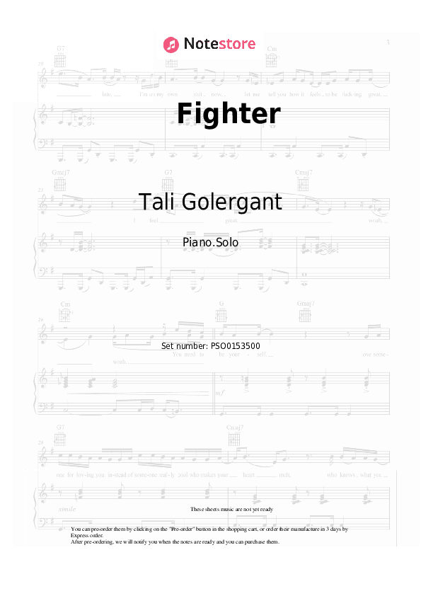 Fighter - Tali Golergant Piano Sheet Music - Piano.Solo