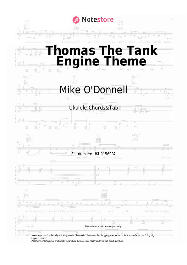 Thomas The Tank Engine Theme - Mike O'Donnell, Junior Campbell Ukulele Sheet Music - Ukulele.Chords&Tab