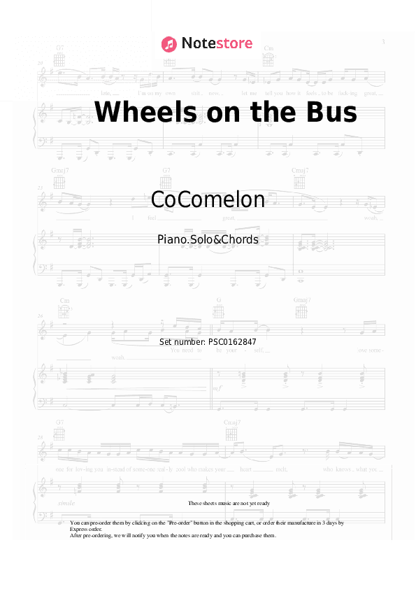 Wheels on the Bus - CoComelon Piano Sheet Music and Chords - Piano.Solo&Chords