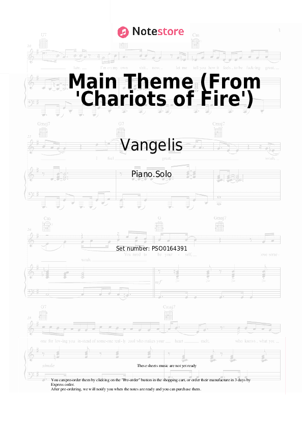 Main Theme (From 'Chariots of Fire') - Vangelis Piano Sheet Music - Piano.Solo