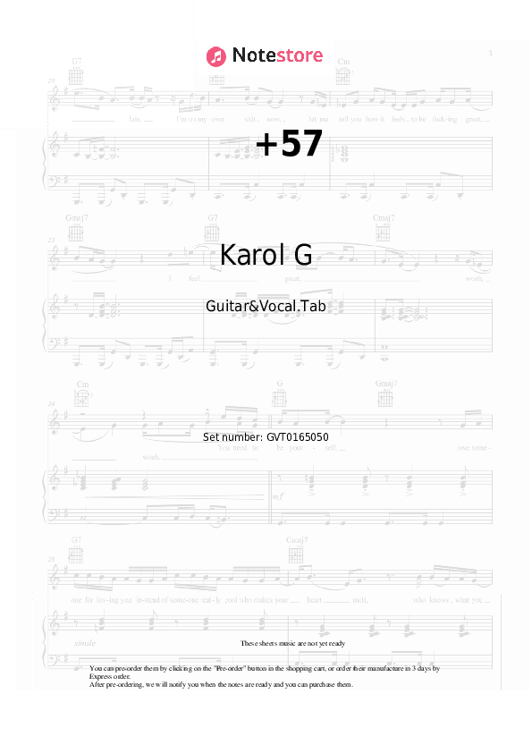 +57 - Karol G, Feid, DFZM Chords and Voice - Guitar&Vocal.Tab