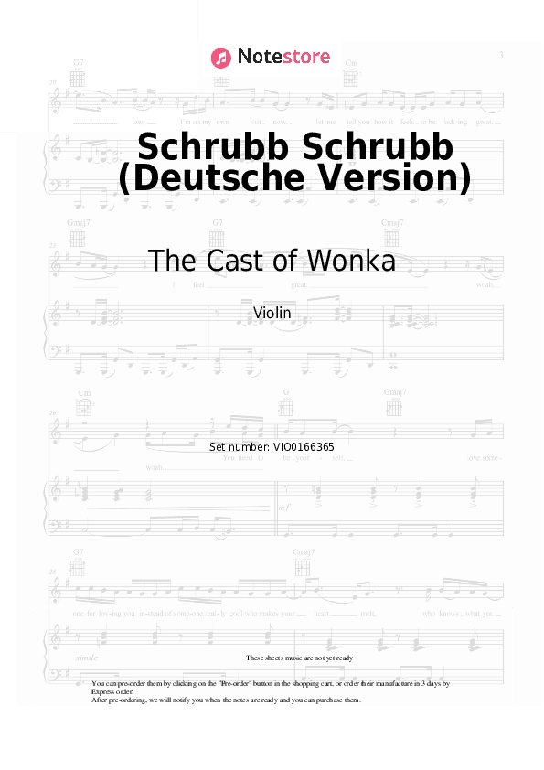 Schrubb Schrubb (Deutsche Version) - The Cast of Wonka Violin Sheet Music - Violin