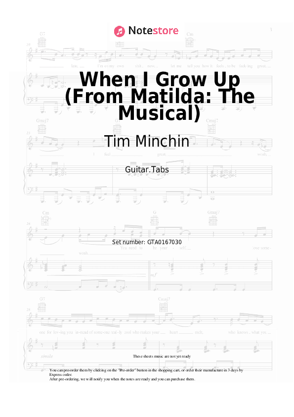 When I Grow Up (From Matilda: The Musical) - Tim Minchin Tabs - Guitar.Tabs