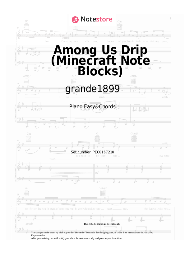 Among Us Drip (Minecraft Note Blocks) - grande1899 Sheet Music Easy and Chords - Piano.Easy&Chords