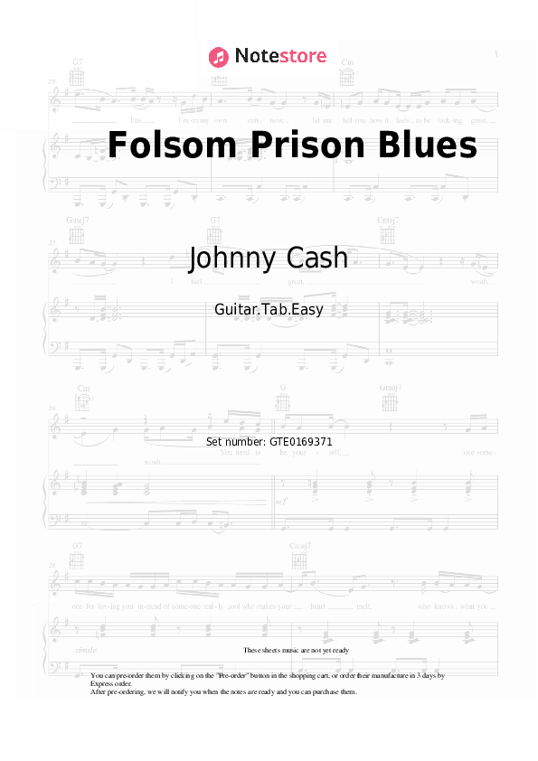 Folsom Prison Blues - Johnny Cash Tabs Easy - Guitar.Tab.Easy