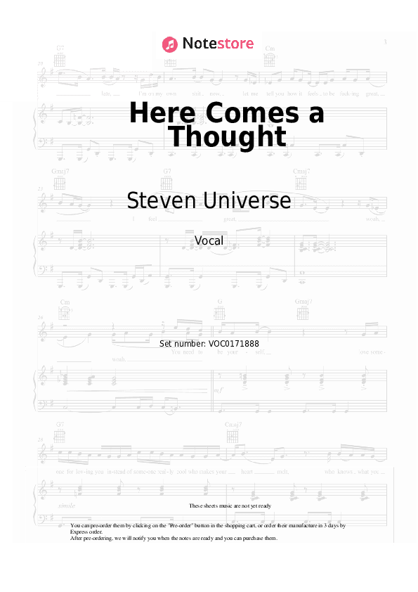 Here Comes a Thought - Steven Universe, AJ Michalka, Estelle Vocal Sheet Music - Vocal