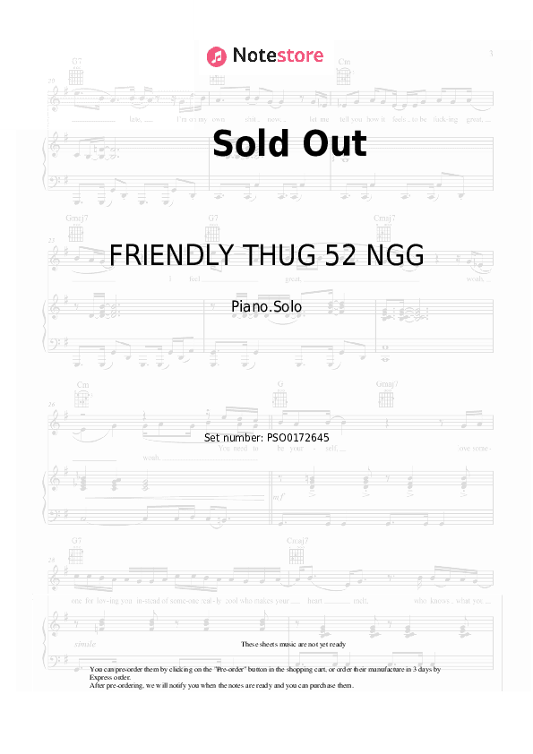Sold Out - FRIENDLY THUG 52 NGG, Kizaru Piano Sheet Music - Piano.Solo