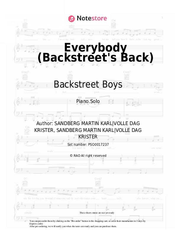 Everybody (Backstreet's Back) - Backstreet Boys Piano Sheet Music - Piano.Solo