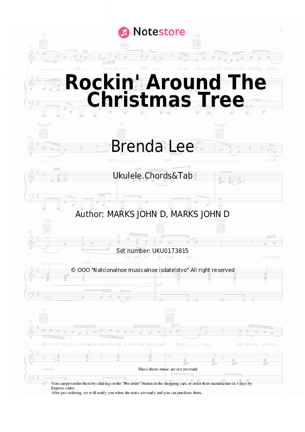 Rockin' Around The Christmas Tree - Brenda Lee Ukulele Sheet Music - Ukulele.Chords&Tab
