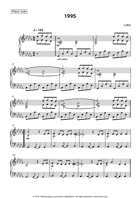 1995 - LOTTE Piano Sheet Music - Piano.Solo