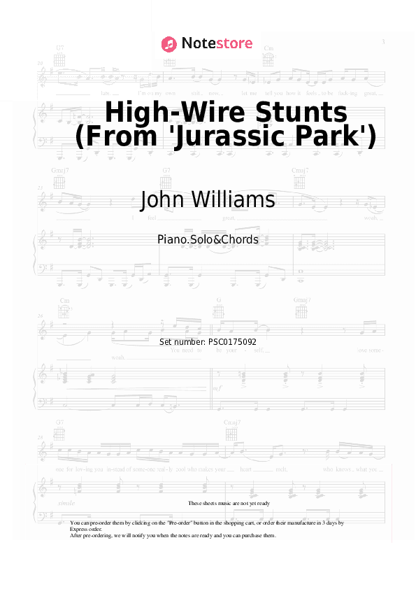 High-Wire Stunts (From 'Jurassic Park') - John Williams Piano Sheet Music and Chords - Piano.Solo&Chords