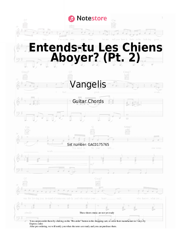 Entends-tu Les Chiens Aboyer? (Pt. 2) - Vangelis Chords - Guitar.Chords