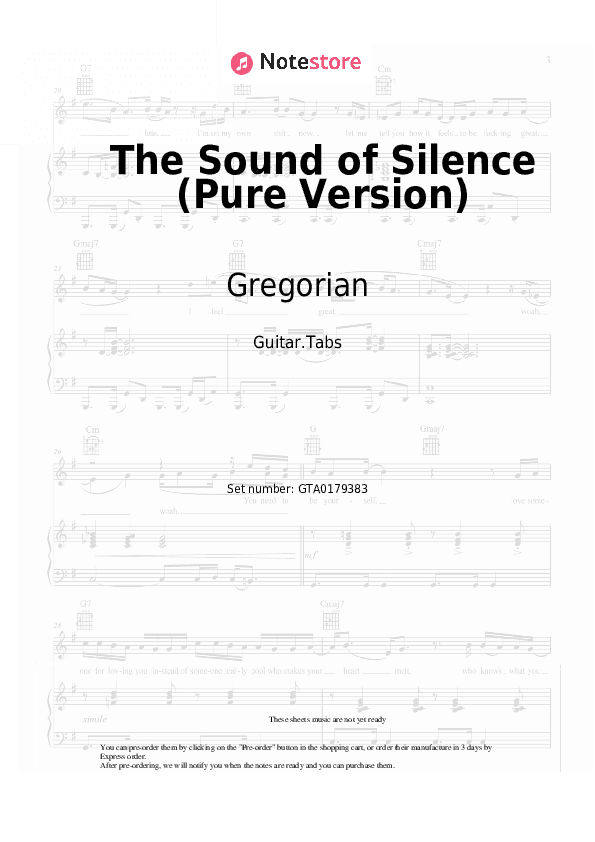 The Sound of Silence (Pure Version) - Gregorian Tabs - Guitar.Tabs