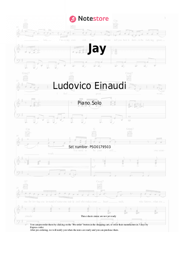 Jay - Ludovico Einaudi Piano Sheet Music - Piano.Solo