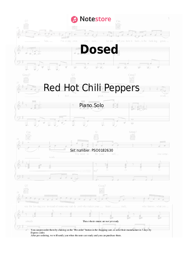 Dosed - Red Hot Chili Peppers Piano Sheet Music - Piano.Solo