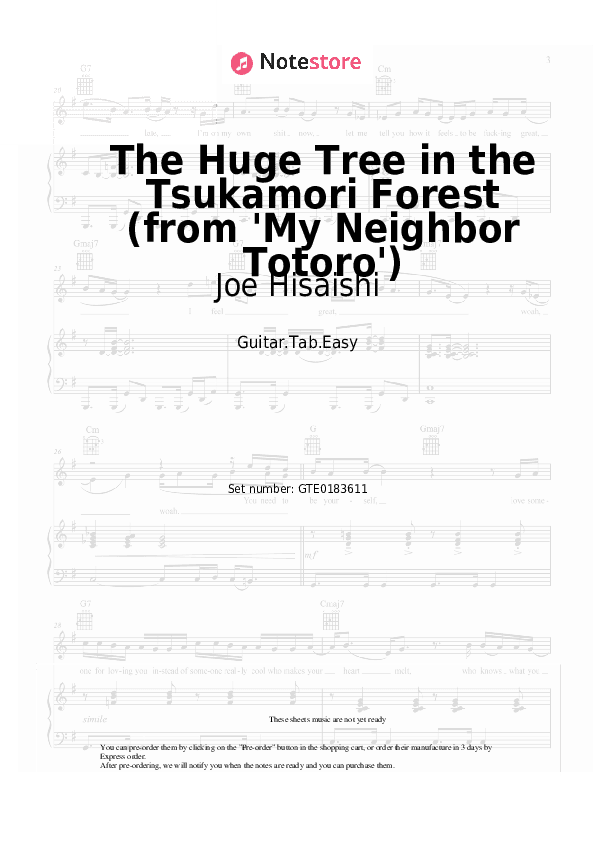The Huge Tree in the Tsukamori Forest (from 'My Neighbor Totoro') - Joe Hisaishi Tabs Easy - Guitar.Tab.Easy