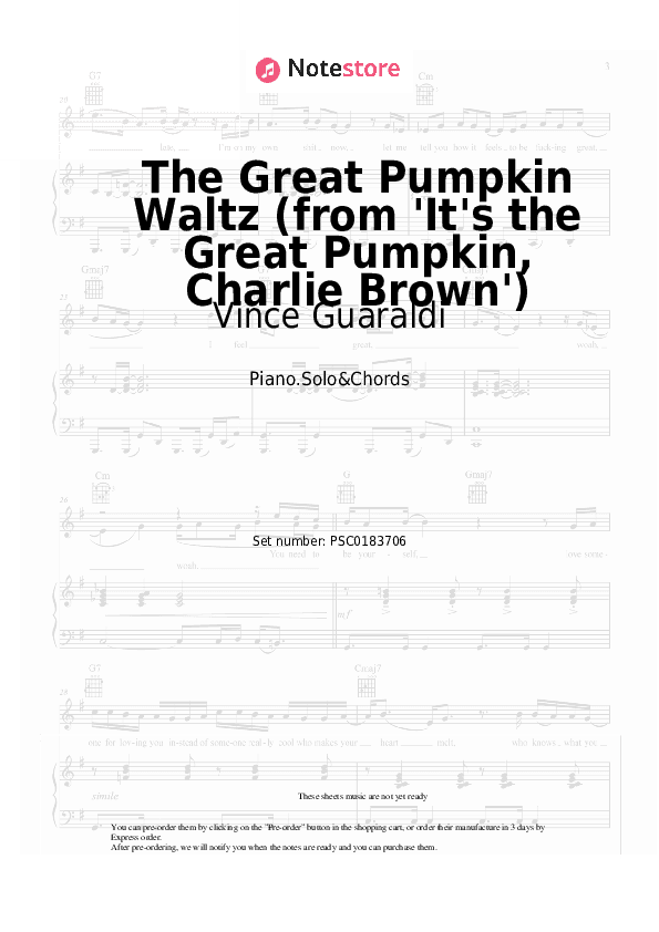 The Great Pumpkin Waltz (from 'It's the Great Pumpkin, Charlie Brown') - Vince Guaraldi Piano Sheet Music and Chords - Piano.Solo&Chords