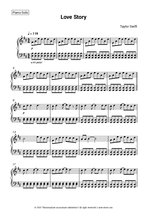 Love Story - Taylor Swift Piano Sheet Music - Piano.Solo