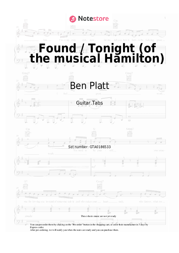 Found / Tonight (of the musical Hamilton) - Ben Platt, Lin-Manuel Miranda Tabs - Guitar.Tabs