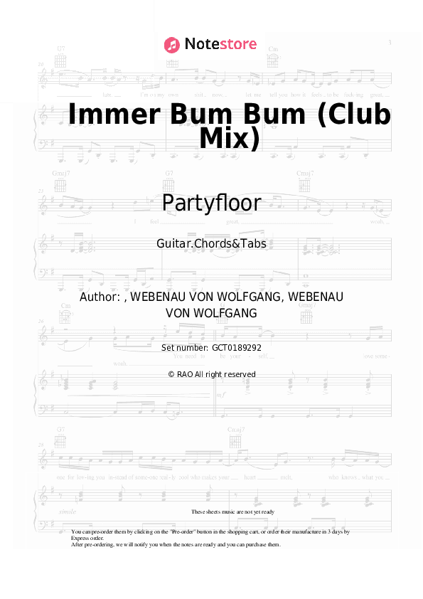 Immer Bum Bum (Club Mix) - Partyfloor Chords and Tabs - Guitar.Chords&Tabs