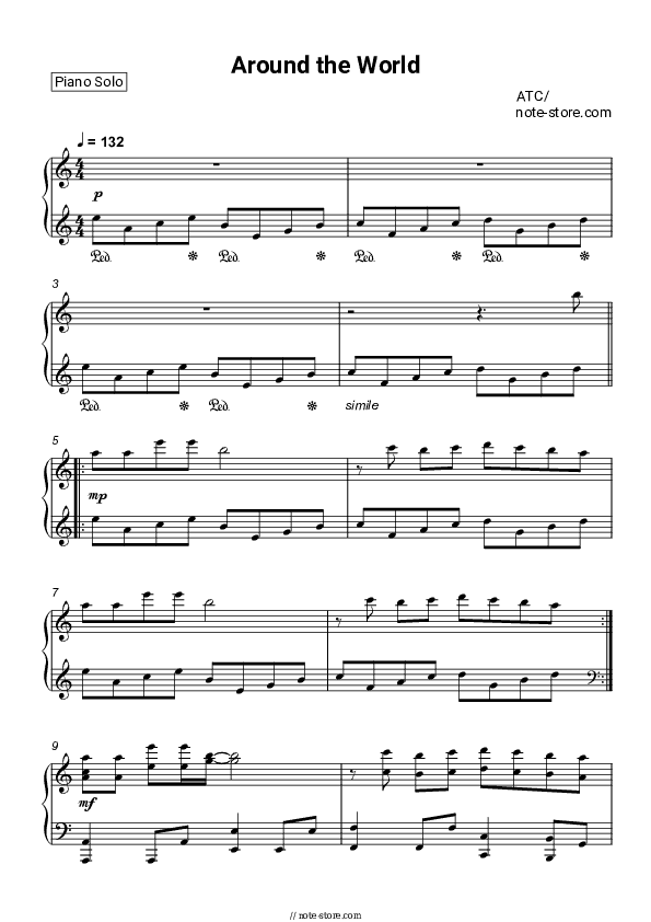 All Around The World (la la la la la la la la) - ATC Piano Sheet Music - Piano.Solo