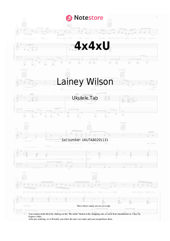 4x4xU - Lainey Wilson Sheet Music - Ukulele.Tab