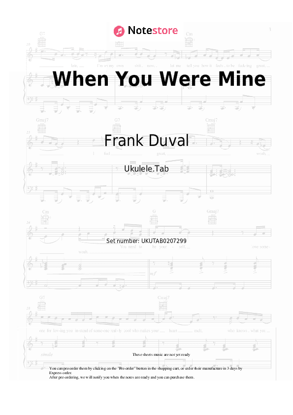 When You Were Mine - Frank Duval Sheet Music - Ukulele.Tab