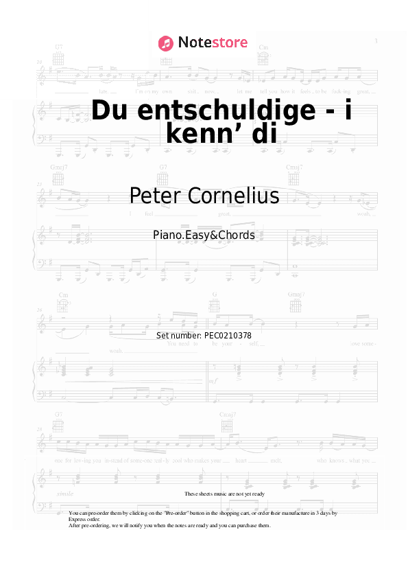Du entschuldige - i kenn’ di - Peter Cornelius Sheet Music Easy and Chords - Piano.Easy&Chords