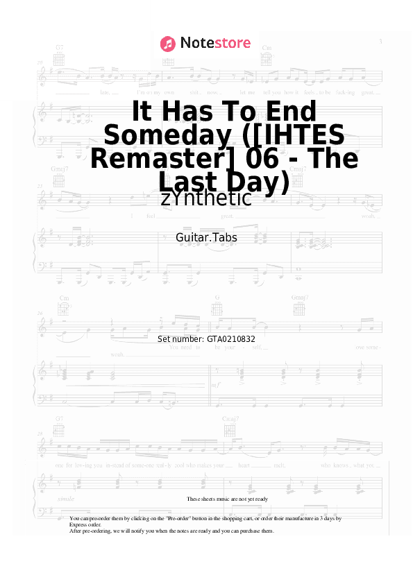 It Has To End Someday ([IHTES Remaster] 06 - The Last Day) - zYnthetic Tabs - Guitar.Tabs