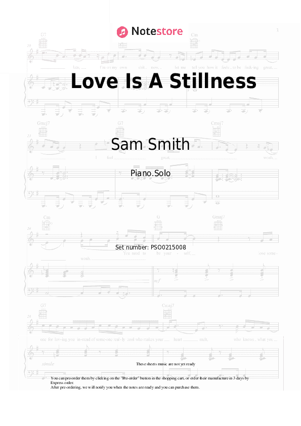 Love Is A Stillness - Sam Smith Piano Sheet Music - Piano.Solo