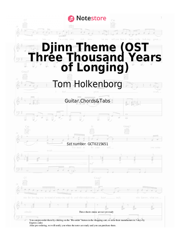 Djinn Theme (OST Three Thousand Years of Longing) - Tom Holkenborg Chords and Tabs - Guitar.Chords&Tabs