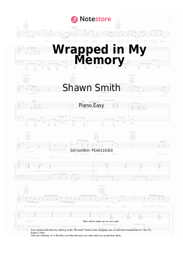 Wrapped in My Memory - Shawn Smith Piano Sheet Music Easy - Piano.Easy