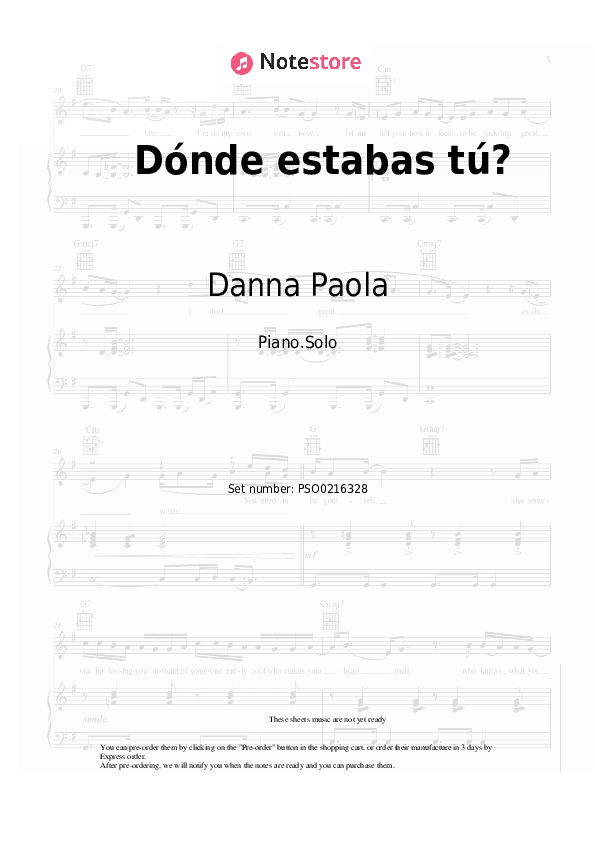 Dónde estabas tú? - Danna Paola Piano Sheet Music - Piano.Solo