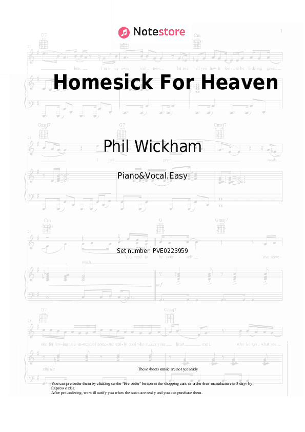 Homesick For Heaven - Phil Wickham Piano Sheet Music Easy and Vocal - Piano&Vocal.Easy