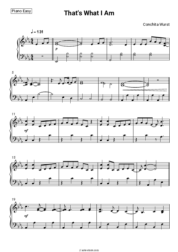 That’s What I Am - Conchita Wurst Piano Sheet Music Easy - Piano.Easy
