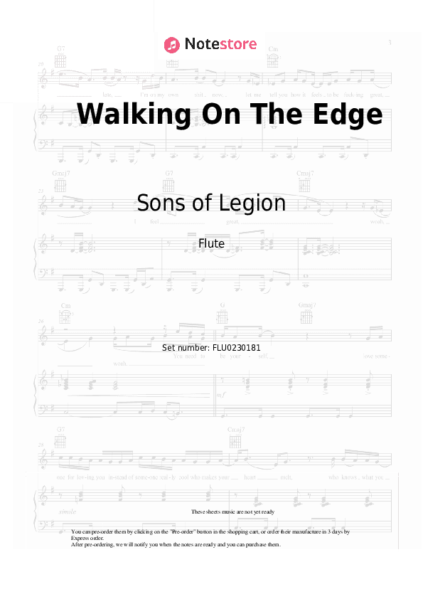 Walking On The Edge - Sons of Legion Flute Sheet Music - Flute