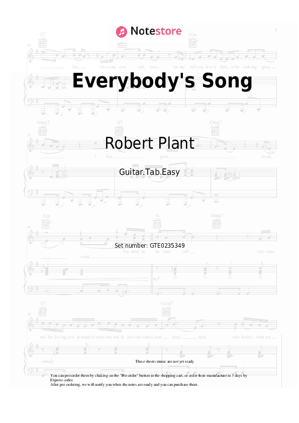Everybody's Song - Robert Plant Tabs Easy - Guitar.Tab.Easy