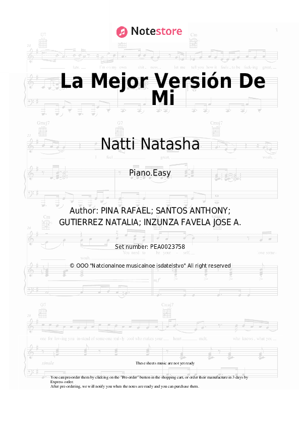 La Mejor Versión De Mi - Natti Natasha, Romeo Santos Piano Sheet Music Easy - Piano.Easy