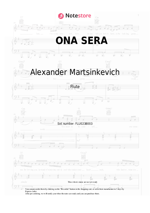 ONA SERA - Alexander Martsinkevich, Grigory Esayan Flute Sheet Music - Flute