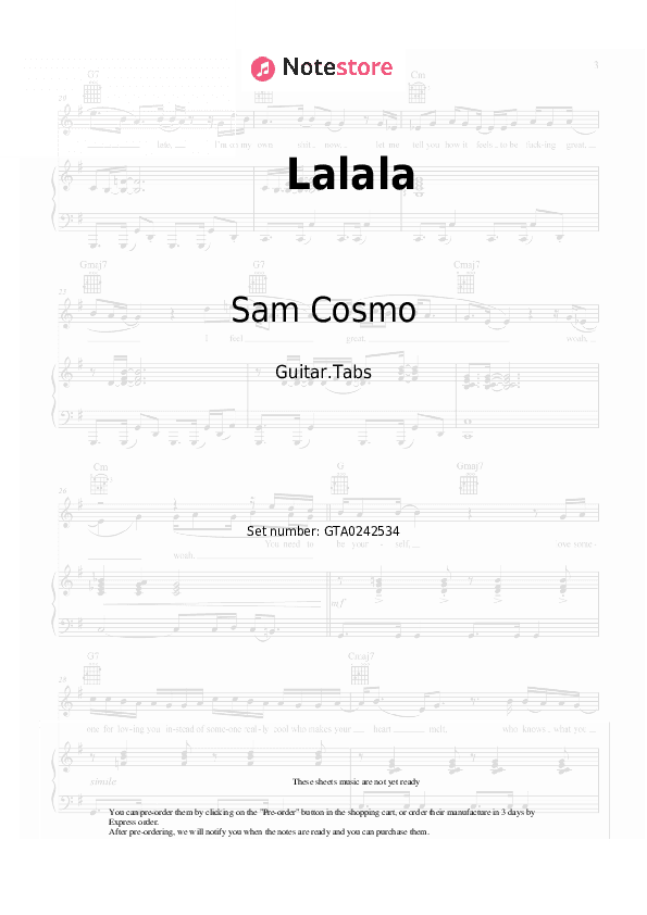 Lalala - Sam Cosmo Tabs - Guitar.Tabs