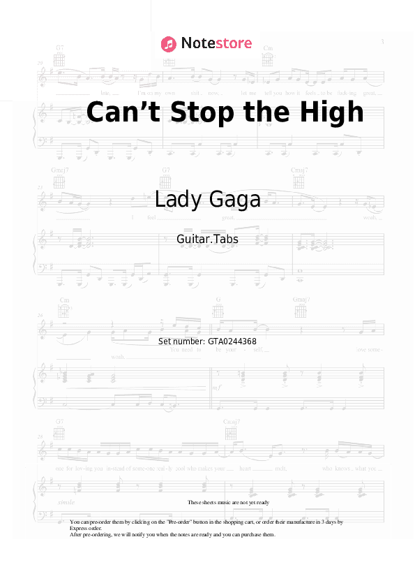 Can’t Stop the High - Lady Gaga Tabs - Guitar.Tabs