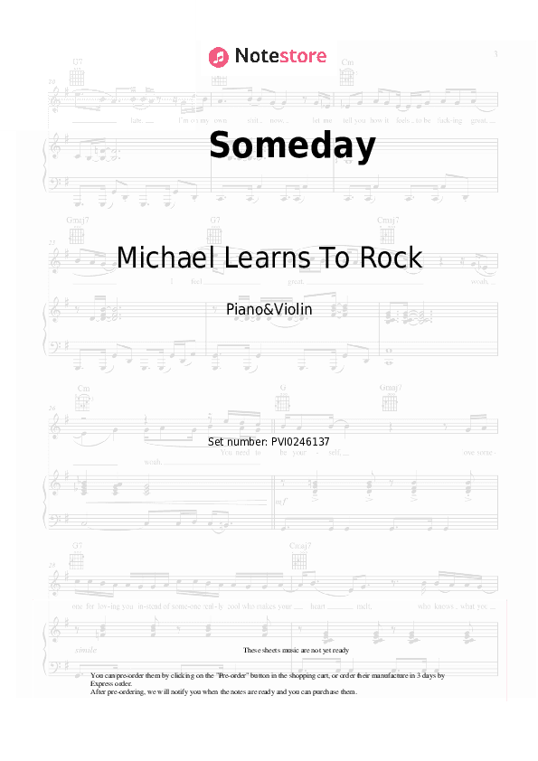 Someday - Michael Learns To Rock Piano Sheet Music and Violin - Piano&Violin