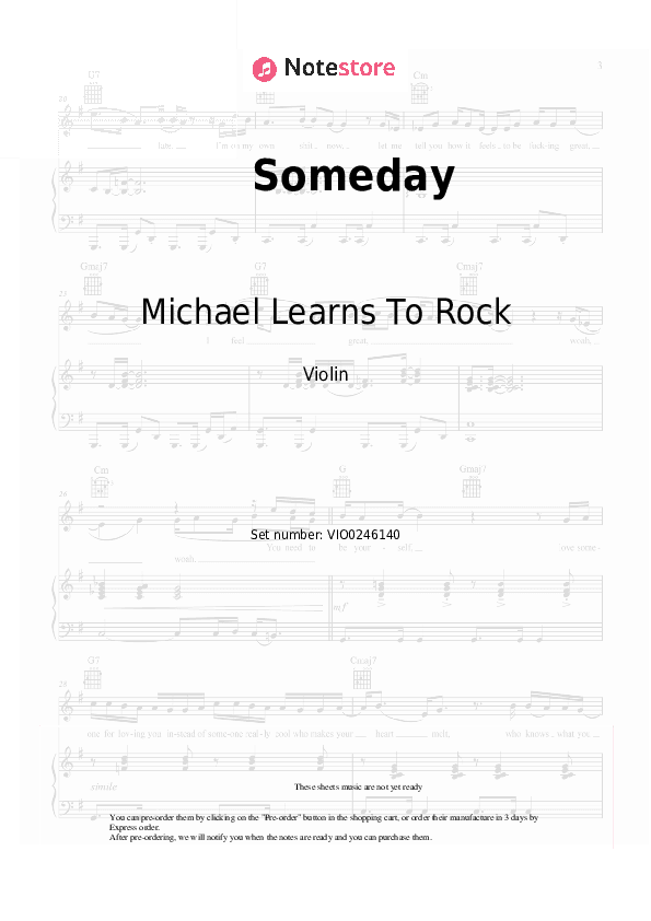 Someday - Michael Learns To Rock Violin Sheet Music - Violin